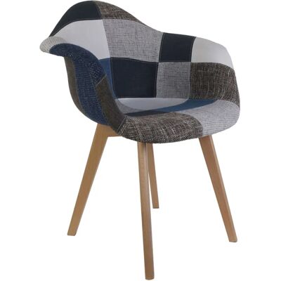 Fauteuil Patchwork Bleu Gris - Style Contemporain - Publicité Fauteuil Patchwork Bleu Gris - Style Contemporain - Publicité