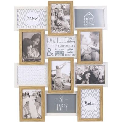 Home Deco Factory Collage photo en bois et blanc - 12 photos 44x58 cm Home Deco Factory Collage photo en bois et blanc - 12 photos 44x58 cm