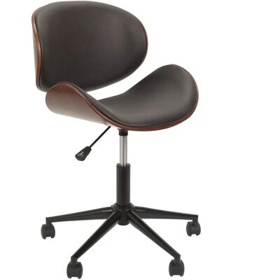 Chaise de Bureau Home Deco Factory - Hauteur réglable, roulettes, bois & PU Chaise de Bureau Home Deco Factory - Hauteur réglable, roulettes, bois & PU
