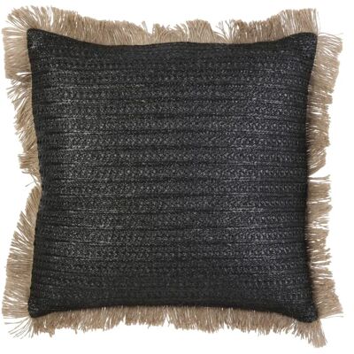 Coussin Raphia de Home Deco Factory - Noir - 40x40 cm - Publicité Coussin Raphia de Home Deco Factory - Noir - 40x40 cm - Publicité