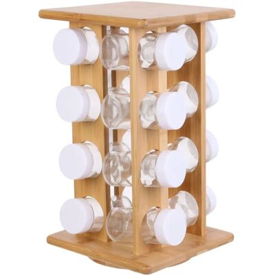 Étagère à épices en bambou Cook Concept avec 16 pots - Publicité Étagère à épices en bambou Cook Concept avec 16 pots - Publicité