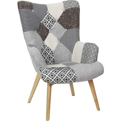 Fauteuil Patchwork Gris Home Deco Factory - 65x74x100 cm - Publicité Fauteuil Patchwork Gris Home Deco Factory - 65x74x100 cm - Publicité