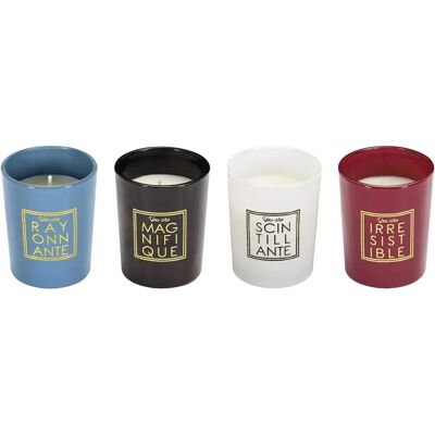 THE HOME DECO FACTORY Ensemble de 4 bougies parfumées fleurs de coton - Publicité THE HOME DECO FACTORY Ensemble de 4 bougies parfumées fleurs de coton - Publicité