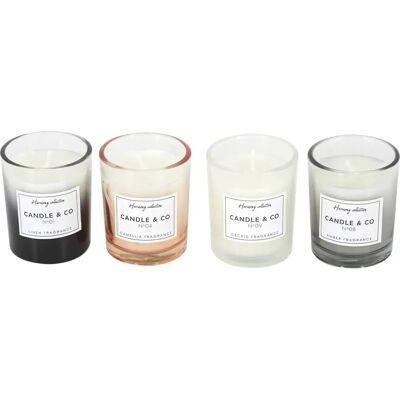 Home Deco Factory Set di 4 Candele - Lavanda, Ambra, Lino, Orchidea Home Deco Factory Set di 4 Candele - Lavanda, Ambra, Lino, Orchidea