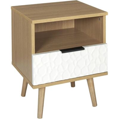 Table de chevet Sven en bois blanc avec tiroir - Mobilier de chambre - Publicité Table de chevet Sven en bois blanc avec tiroir - Mobilier de chambre - Publicité
