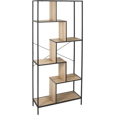 Home Deco Factory Scaffale Edison - Legno & Metallo, 80x30x180cm Home Deco Factory Scaffale Edison - Legno & Metallo, 80x30x180cm