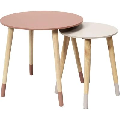 Tables gigognes roses en bois Home Kool Home - Table d'appoint - Publicité Tables gigognes roses en bois Home Kool Home - Table d'appoint - Publicité