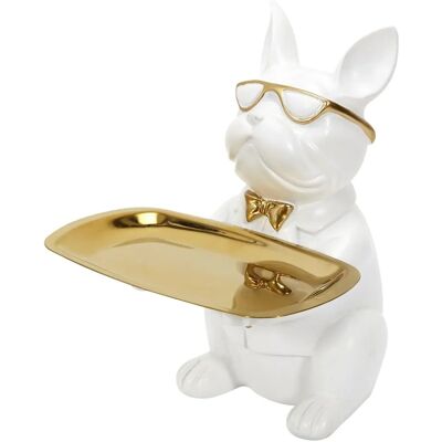 Home Deco Factory Plateau de poche chien assis blanc or - Publicité Home Deco Factory Plateau de poche chien assis blanc or - Publicité