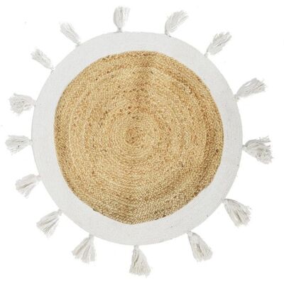 Tapis rond en jute - diamètre 80 cm - jute/coton - tapis - Publicité Tapis rond en jute - diamètre 80 cm - jute/coton - tapis - Publicité