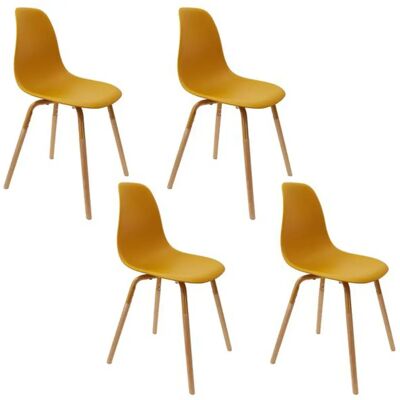 The Home Deco Factory Silla Escandinava de Metal y Madera Amarillo - Silla The Home Deco Factory Silla Escandinava de Metal y Madera Amarillo - Silla