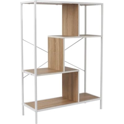 Étagère Edison Blanc/Marron - 80x113x30 cm - Publicité Étagère Edison Blanc/Marron - 80x113x30 cm - Publicité