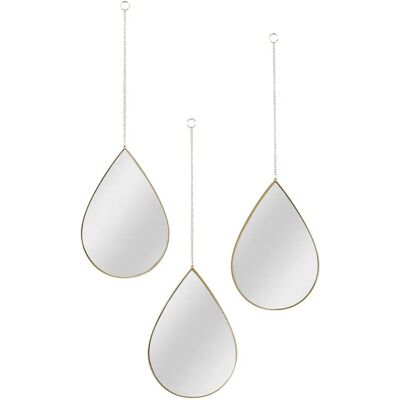 Home Deco Factory Ensemble de 3 Miroirs Muraux en Forme de Goutte Home Deco Factory Ensemble de 3 Miroirs Muraux en Forme de Goutte