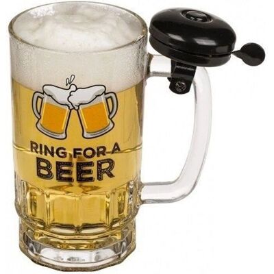 Eurowebbiz Chope de Bière avec Sonnette - Verre - Publicité Eurowebbiz Chope de Bière avec Sonnette - Verre - Publicité