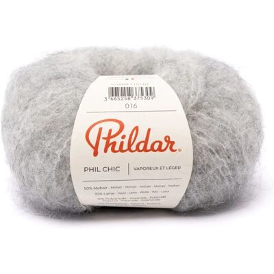 Phildar - Phil Chic - gris chiné - fil à tricoter - Publicité Phildar - Phil Chic - gris chiné - fil à tricoter - Publicité