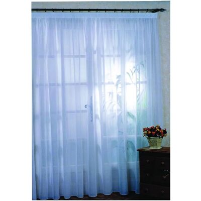 Tenda Trasparente Bianca Home Maison - Sfondo Granuloso, Trenza Plissettata, 240x240cm Tenda Trasparente Bianca Home Maison - Sfondo Granuloso, Trenza Plissettata, 240x240cm