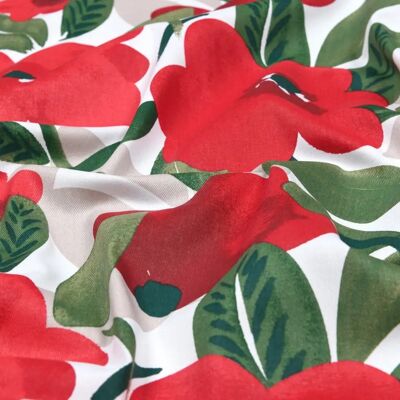 Mondial Tissus - Sergé coton enduit - Fleurs rouges - Fabric Mondial Tissus - Sergé coton enduit - Fleurs rouges - Fabric