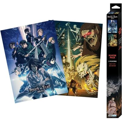 Ensemble de 2 posters Attack on Titan - Style chibi - 38 x 52 cm Ensemble de 2 posters Attack on Titan - Style chibi - 38 x 52 cm