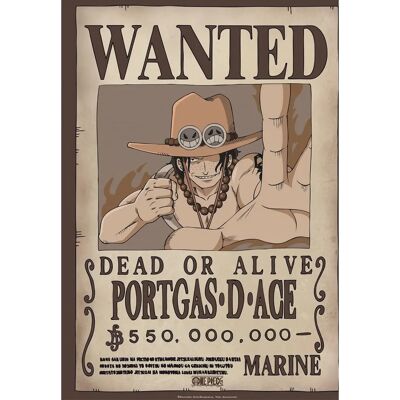 Abystyle One Piece - Poster Ricercato Wanted Portgas D. Ace 52x38cm Abystyle One Piece - Poster Ricercato Wanted Portgas D. Ace 52x38cm