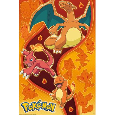 Pokemon Feuer Typ Poster - Charmander Entwicklung - 91.5cm Pokemon Feuer Typ Poster - Charmander Entwicklung - 91.5cm