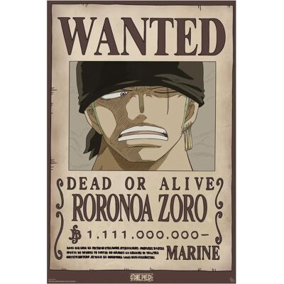 Close Up Roronoa Zoro Wano Ψηφιακή αφίσα - Wanted 91,5x61cm Close Up Roronoa Zoro Wano Ψηφιακή αφίσα - Wanted 91,5x61cm