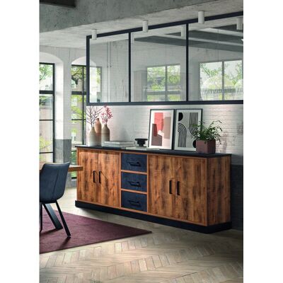 Matelpro - Odessa - Chêne/noir - Deux étagères - Sideboard - Publicité Matelpro - Odessa - Chêne/noir - Deux étagères - Sideboard - Publicité