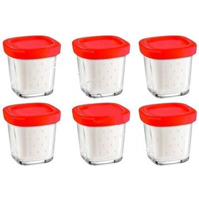SEB - Lot de 6 pots à yaourt en verre avec couvercles - Yaourtière, Fromagère - Publicité SEB - Lot de 6 pots à yaourt en verre avec couvercles - Yaourtière, Fromagère - Publicité