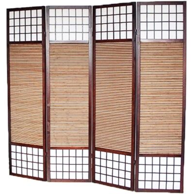 Paravent japonais Pegane - 4 panneaux marron foncé - Publicité Paravent japonais Pegane - 4 panneaux marron foncé - Publicité