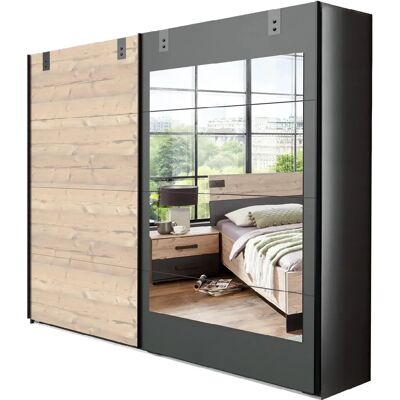 Pegane Armoire coulissante miroir 2 portes - Chêne 225 x 210 x 65 cm - Wardrobe - Publicité Pegane Armoire coulissante miroir 2 portes - Chêne 225 x 210 x 65 cm - Wardrobe - Publicité