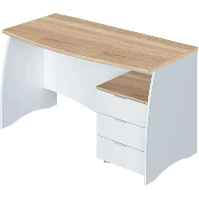 Pegane bureau - blanc artic / chêne canadien - 74x136x67 cm - Publicité Pegane bureau - blanc artic / chêne canadien - 74x136x67 cm - Publicité