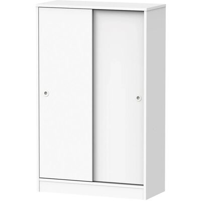 Pegane - Armoire 2 portes coulissantes blanc - 120x74x33 - Wardrobe - Publicité Pegane - Armoire 2 portes coulissantes blanc - 120x74x33 - Wardrobe - Publicité