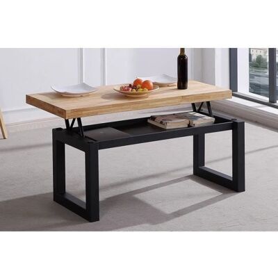 Pegane - Table basse relevable - chêne sauvage - noir - Coffee table - Publicité Pegane - Table basse relevable - chêne sauvage - noir - Coffee table - Publicité