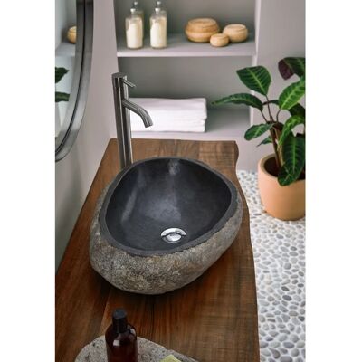Pegane - Vasque à poser en pierre grise - 45x15x40 cm - Sink - Publicité Pegane - Vasque à poser en pierre grise - 45x15x40 cm - Sink - Publicité