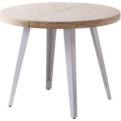 Pegane - Table - Chêne nordique - Pieds blancs - 100-180x76 - Publicité Pegane - Table - Chêne nordique - Pieds blancs - 100-180x76 - Publicité