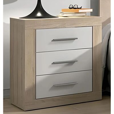 Pegane - Cambrian Oak - White - Nightstand - Publicité Pegane - Cambrian Oak - White - Nightstand - Publicité