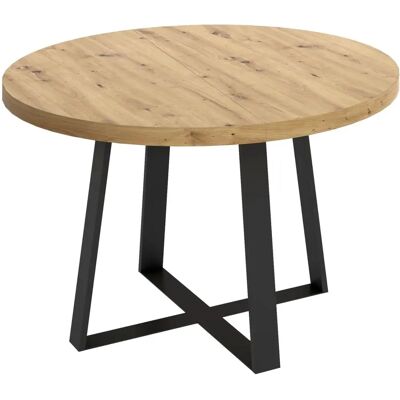Table à manger ronde extensible Pegane - Chêne Nordique & Graphite - 2 Places - Publicité Table à manger ronde extensible Pegane - Chêne Nordique & Graphite - 2 Places - Publicité