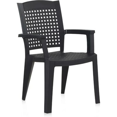 Chaises de jardin empilables en résine grise - 6 pièces - Publicité Chaises de jardin empilables en résine grise - 6 pièces - Publicité
