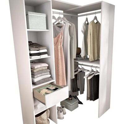 Pegane - Armoire dressing double - Blanc - 98 x 41 x 187 cm - Wardrobe - Publicité Pegane - Armoire dressing double - Blanc - 98 x 41 x 187 cm - Wardrobe - Publicité