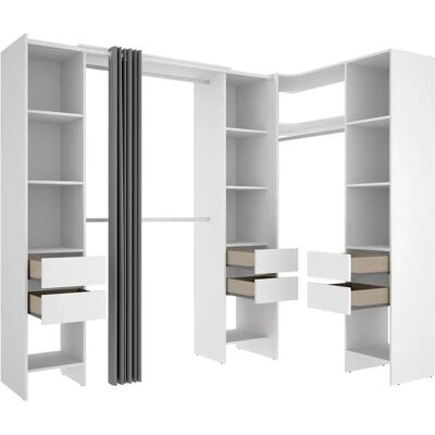 Pegane - Angle-Ext Wardrobe Kit - 164-234 x 141 x 205 cm - Wardrobe - Publicité Pegane - Angle-Ext Wardrobe Kit - 164-234 x 141 x 205 cm - Wardrobe - Publicité