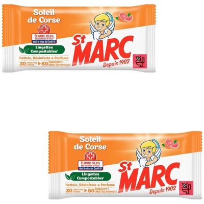 Lingettes désinfectantes multi-surfaces biodégradables - Paquet de 30 - Publicité Lingettes désinfectantes multi-surfaces biodégradables - Paquet de 30 - Publicité