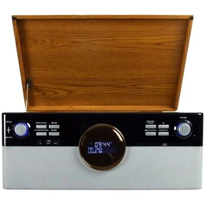 Optex 7-in-1 - boîtier en bois - Bluetooth 5.0 - Platine vinyle - Publicité Optex 7-in-1 - boîtier en bois - Bluetooth 5.0 - Platine vinyle - Publicité