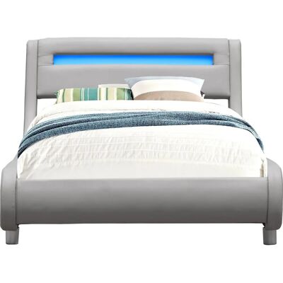 King of dreams Lit gina pour matelas 90x200 - Sommier + Tête de Lit Incurvee Couleur GRIS - 13 Lattes - revetement PVC Simili facile King of dreams Lit gina pour matelas 90x200 - Sommier + Tête de Lit Incurvee Couleur GRIS - 13 Lattes - revetement PVC Simili facile