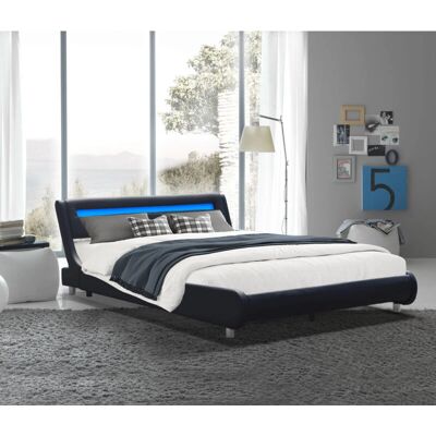 Cama Gina de Nuits d'or - Negro, 140x200 cm, Listones, Fácil de mantener Cama Gina de Nuits d'or - Negro, 140x200 cm, Listones, Fácil de mantener