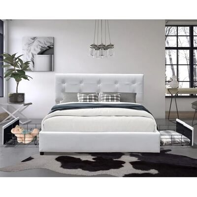 Lit Blanc King of Dreams Chloe 160x200 - Lit - Publicité Lit Blanc King of Dreams Chloe 160x200 - Lit - Publicité