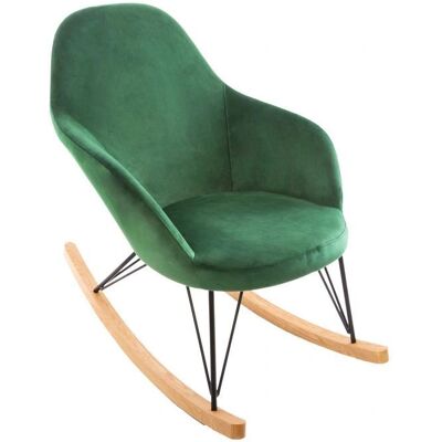 Fauteuil à bascule en velours Atmosphera Ewan - Vert - Fauteuil à bascule - Publicité Fauteuil à bascule en velours Atmosphera Ewan - Vert - Fauteuil à bascule - Publicité