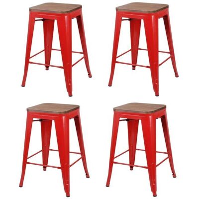 Tabourets de bar vintage URBAN LIVING - Ensemble de 4 - Métal & Pin - Publicité Tabourets de bar vintage URBAN LIVING - Ensemble de 4 - Métal & Pin - Publicité
