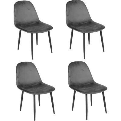 URBAN LIVING Inoui Gris Ensemble de Chaises en Velours - Contemporain - Publicité URBAN LIVING Inoui Gris Ensemble de Chaises en Velours - Contemporain - Publicité