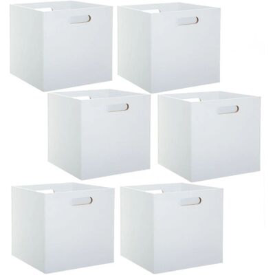 Toilinux L514945A Boîtes de rangement - Lot de 6, Blanc - Publicité Toilinux L514945A Boîtes de rangement - Lot de 6, Blanc - Publicité