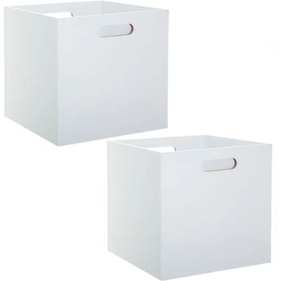 Toilinux - Ensemble de 2 boîtes de rangement MDF blanc - Publicité Toilinux - Ensemble de 2 boîtes de rangement MDF blanc - Publicité