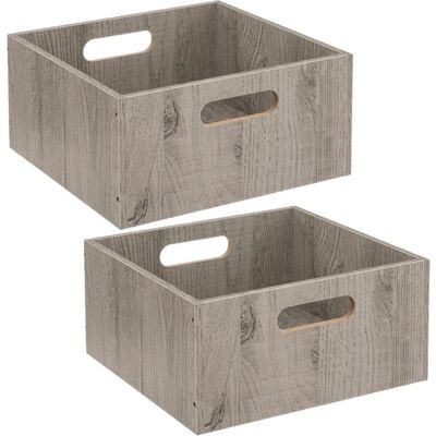 Toilinux L514938 Boîte de rangement - MDF carrée grise - Solution de stockage - Publicité Toilinux L514938 Boîte de rangement - MDF carrée grise - Solution de stockage - Publicité