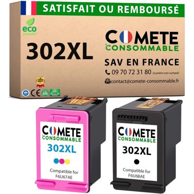 COMETE CONSOMMABLE Cartouches d'Encre HP 302XL Noir & Couleurs - 2 Pack - Publicité COMETE CONSOMMABLE Cartouches d'Encre HP 302XL Noir & Couleurs - 2 Pack - Publicité